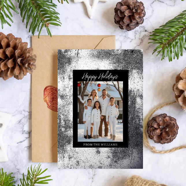 Modern Foil Christmas Card Template Holiday Black (Creator Uploaded)