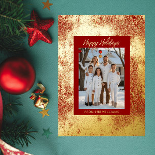Modern Foil Christmas Card Template Holiday Red