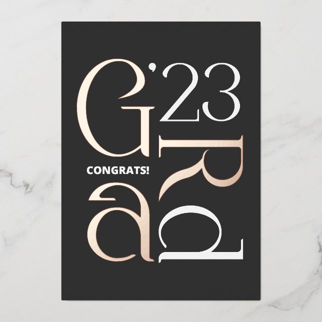 Modern Foil Photo Graduation 25 Announcement (Front)