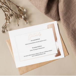 Modern foiled wedding details enclosure card