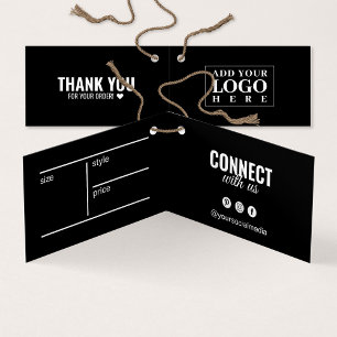 Modern Folded Clothing Black Hang Tag Card