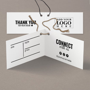 Modern Folded Clothing White Hang Tag Card