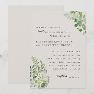 Modern Foliage Cream Bride Parents Wedding Invitation