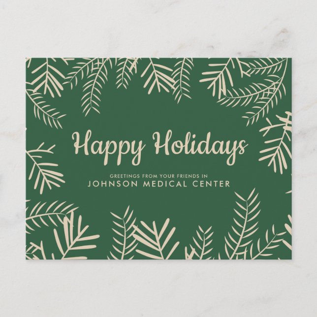 Modern Foliage | Doctor's Holiday Greeting Postcard (Front)