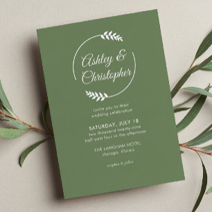Modern Foliage Frame Camouflage Green Wedding
