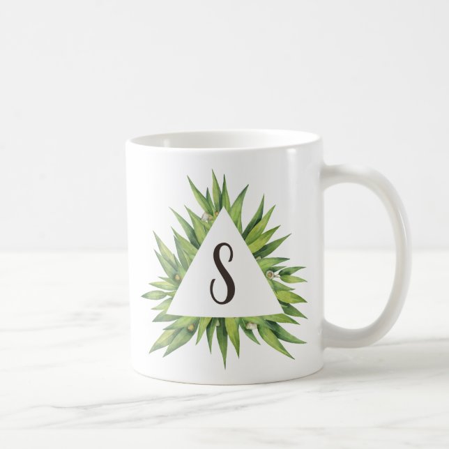 Modern Foliage Frame Monogram Coffee Mug (Right)