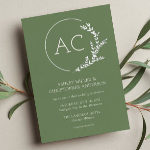 Modern Foliage Frame Muted Green Wedding