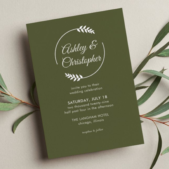 Modern Foliage Frame Olive Green Wedding (Creator Uploaded)