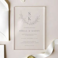 Modern Foliage Leaf Sketch Drawing Elegant Wedding
