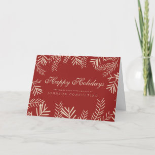 Modern Foliage on Red Holiday Greetings