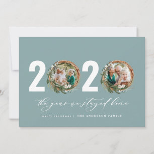 Modern foliage wreath 2020 stayed home holiday card