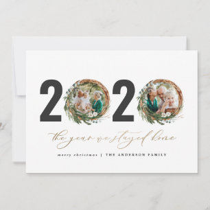 Modern foliage wreath 2020 stayed home holiday card