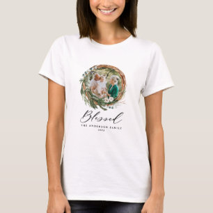 Modern foliage wreath christmas photo T-Shirt