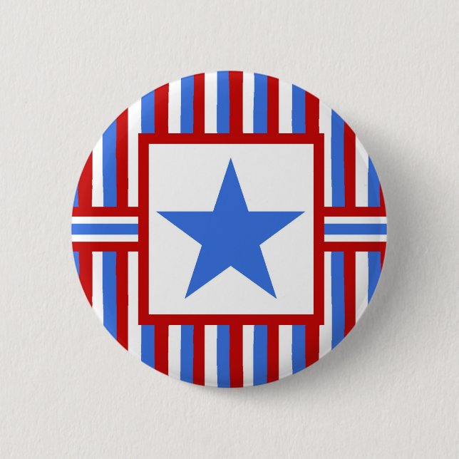Modern Folk Art American Patriotic Button (Front)