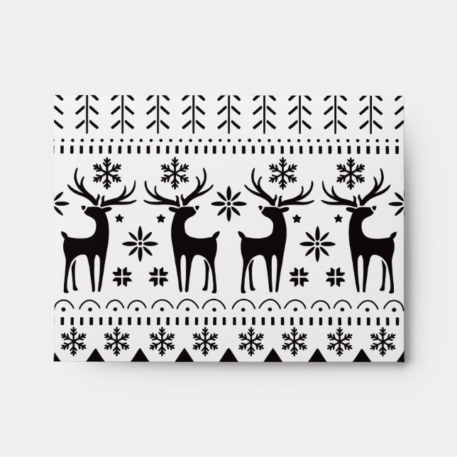 Modern Folk Art Christmas Reindeer Envelope (Front)