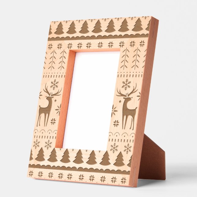 Modern Folk Art Christmas Reindeer Etched Frames (Left)
