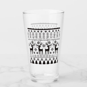 Modern Folk Art Christmas Reindeer Glass