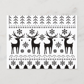 Modern Folk Art Christmas Reindeer Holiday Postcard