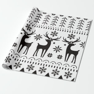 Modern Folk Art Christmas Reindeer  Wrapping Paper