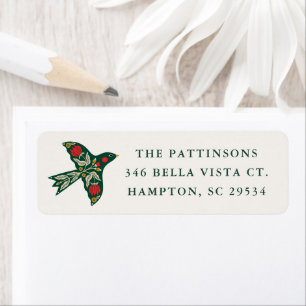 Modern Folk Art Floral Bird Winter Address