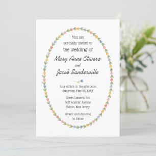 Modern Folk Art Flowers Wedding Invitation