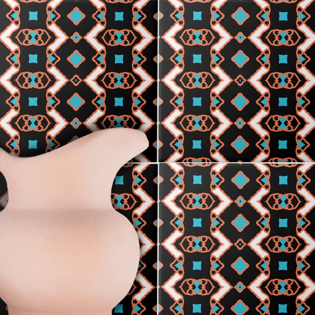 Modern Folk Black Symmetrical Geometric Pattern Tile (Creator Uploaded)