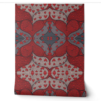 Modern Folk Heart Pattern Wallpaper