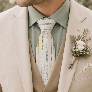 Modern Folk Wedding Tie   Dusty Blue Sage Gold