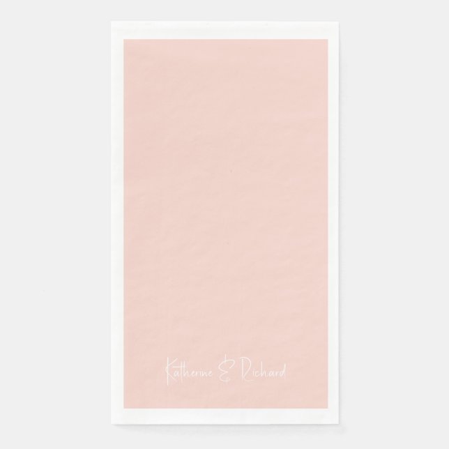 Modern Font Blush & White Name Napkin (Front)
