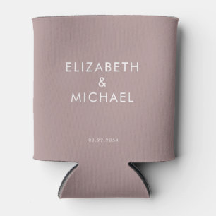 Modern Font Dusty Rose Wedding Can Cooler