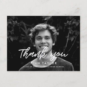 Modern font graduation Thank you photo Postcard