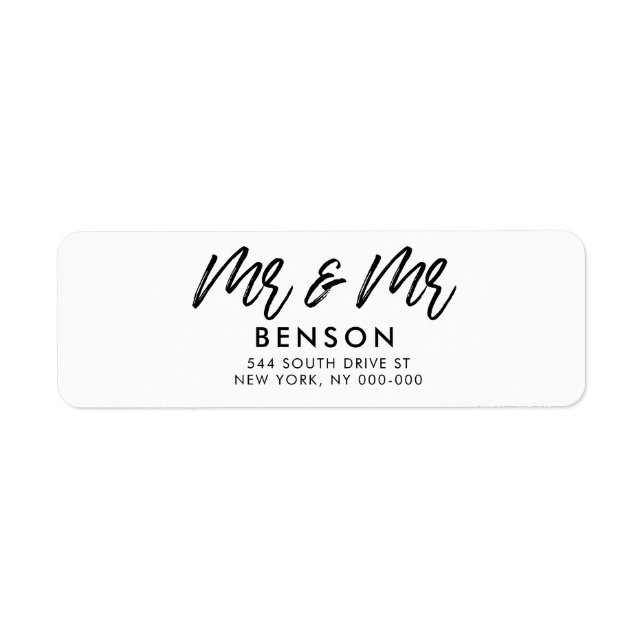 Modern font Mr & Mr gay wedding return address (Front)