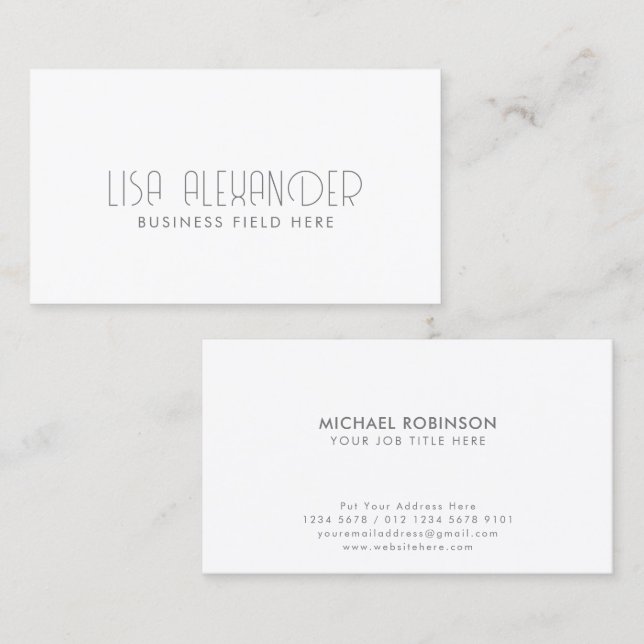 Modern Font Type | Minimalist Company Name | White Business Card (Front/Back)