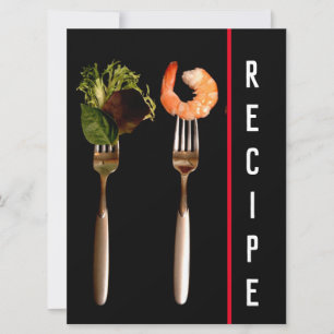 Modern Food on Forks Recipe Template Card