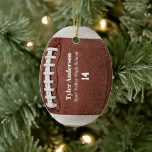 Modern Football Name School and Player Number  Ceramic Ornament