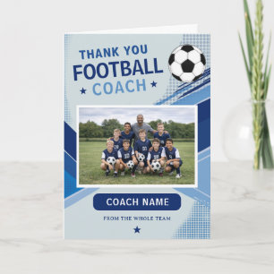 Modern Football Soccer Team Photo Coach Thank You Card