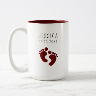 Modern Footprint Baby New Parents Gifts, New Baby Two-Tone Coffee Mug