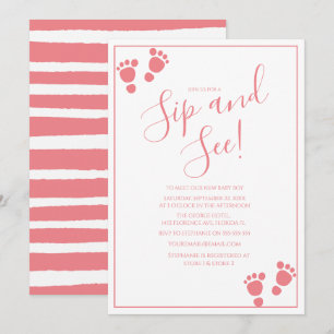 Modern Footprint Sip And See Party Invitation