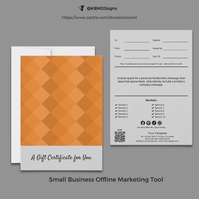 Modern For Any Occasion Gift Certificate (Modern For Any Occasion Gift Certificate, Gray, Black, Orange Diamond Pattern)