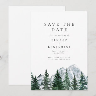 Modern Forest and Mountain landscape Wedding Save The Date
