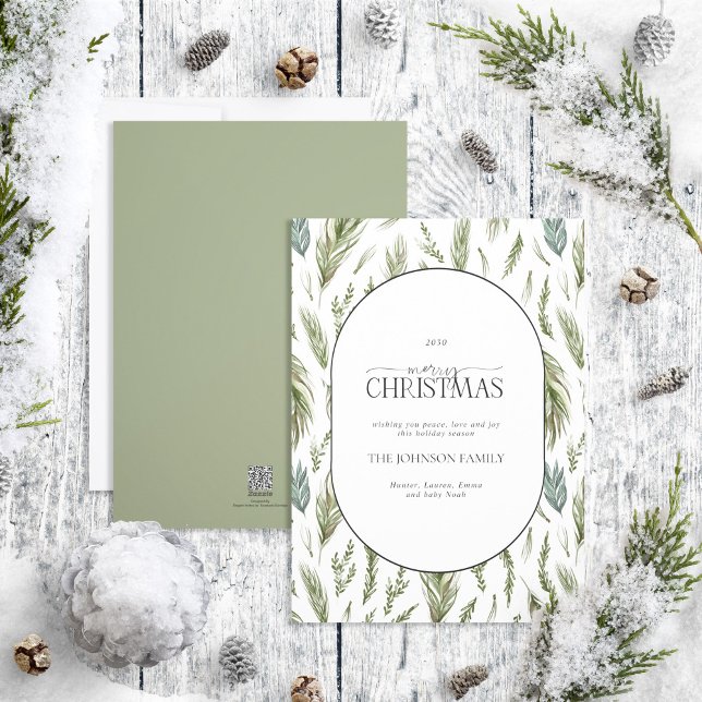 Modern Forest Botanicals Arch Merry Christmas Holiday Card (Creator Uploaded)