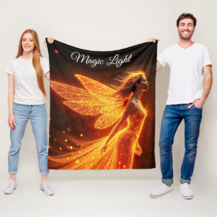 Modern forest fire creatures fly colourful fairy  fleece blanket