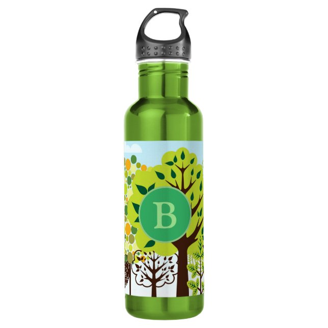 Modern Forest Garden Art Monogram Green Nature 710 Ml Water Bottle (Front)