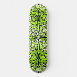 Modern Forest Green Celtic-Inspired Tribal Tattoo  Skateboard