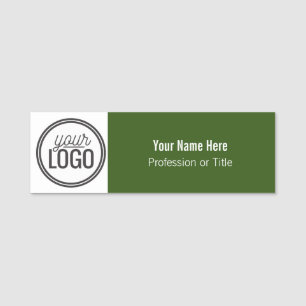 Modern Forest Green Colour Block Professional Name Tag