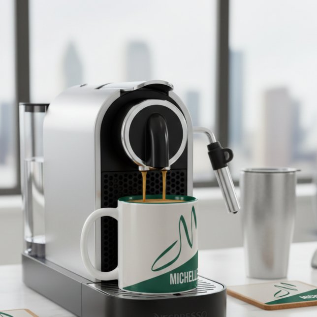 Modern Forest Green & Cream Signature Monogram Two-Tone Coffee Mug (Creator Uploaded)