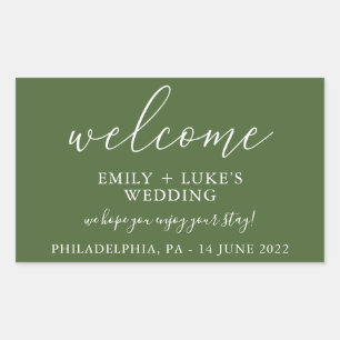 Modern Forest Green Custom Wedding Welcome   Sticker
