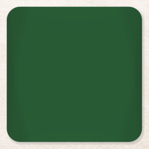 Modern Forest Green Customizable Square Paper Coaster