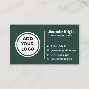 Modern Forest Green Logo Contact Business Card