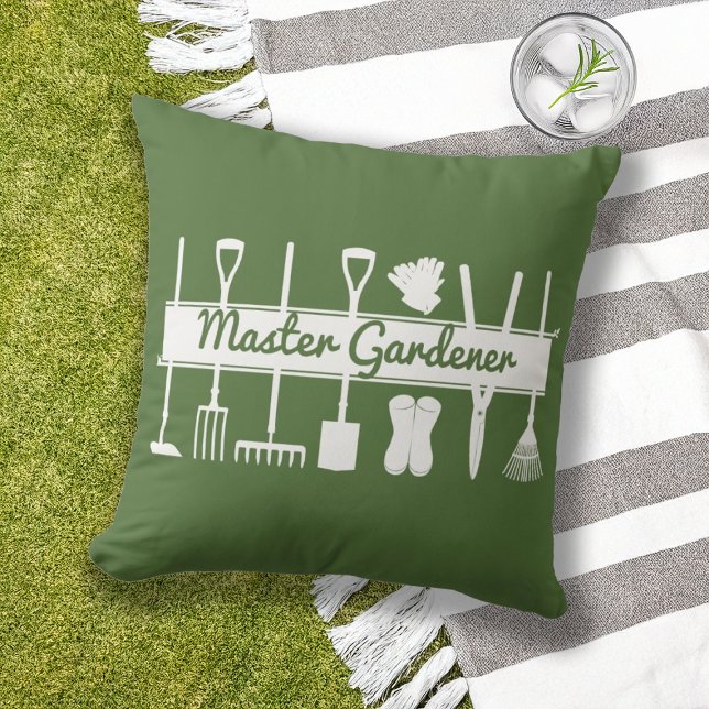 Modern Forest Green Master Gardener Outdoor Pillow (Creator Uploaded)